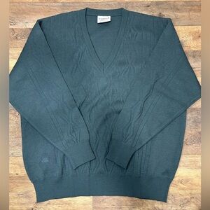 GABICCI Men's V-Neck Sweater - Deep Green 50%Wool